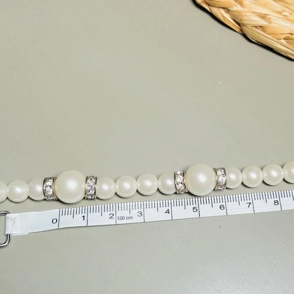 Ann Taylor 32” Long Faux Pearl and Pavé Crystal Necklace - Picture 7 of 8